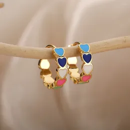 Stud Earrings Sweet Romantic Style Fashion Personality Colour Heart Girl Ear Drop Oil Technology High Grade Charm Temperament