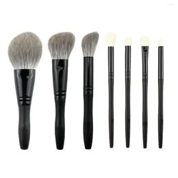 Makeup Brushes W99 Professional Handmade Brush Kit Soft Blue Goat Hair Face Powder Eye Shadow Ebony Handle Make Up Set