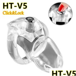 Other Health & Beauty Items Cockrings Htv5 Click Lock Lmale Chastity Device Penis Sleeve Cock Cage Rings Bdsm Bondage Adt Toys For Man Dh5H4