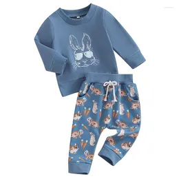 Clothing Sets Baby Boy Girl Easter Outfits Long Sleeve Sweatshirt Carrot Print Trouser Spring Summer Clothes Tracksuit