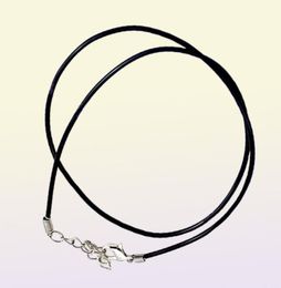 Black Leather Cord Rope 15mm Wire Chains for DIY Pendant Necklace Gift With Lobster Clasp Charms Jewelry DIY Whole5368944