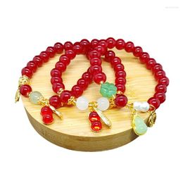 Bangle Chinese Style Year Lucky Elegant Beaded Bracelet Red Beads Peanut Pendant Charm Jewelry For Women Festival Gifts