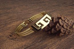 Woven hemp rope titanium steel MEN golden bracelet ps2392015388162