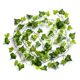 Decorative Flowers 1Pc 2M Green Plant Ivy Artificial Plants Fake Leaves Garland Vine Foliage Home Decor Plastic Rattan String Wall