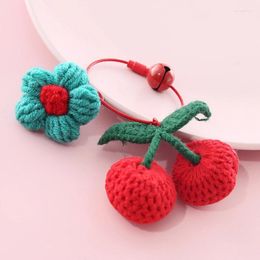 Keychains Cute Handwoven Keychain Creative Persimmon Peanut Strawberry Pendant Keyring Bag Charms Car Key Ring Jewellery Gift Accessories