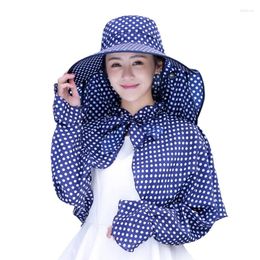 Berets 3pcs /set Women's Sun Hat Wide Brim Fisherman Face Neck Omnibearing UV Protection Cycling Beach Mask Shawl Sleeve