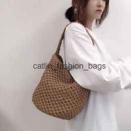 Shoulder Bags Handmade woven handbag fashionable straw bucket seaside vacation beach bagH24217