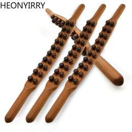 820 Beads Gua Sha Massage Stick Carbonized Wood Back Scrapping Meridian Therapy Wand Muscle Relaxing Body Massager Guasha y240118
