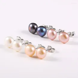 Stud Earrings Genuine Natural Pearl For Women 4 Colours Freshwater Earring Jewellery Gift