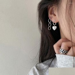 Dangle & Chandelier Dangle Earrings Vintage Heart Ear Line Asymmetry Long Short Sier Colour Drop For Women Korean Fashion Jewellery Tren Dh6Wk