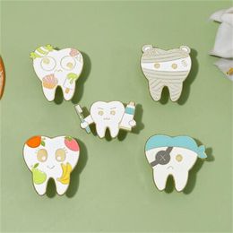 Funny Cartoon Cute Love Tooth Design Metal Enamel Brooch Fashion Personality Fruit Tooth Badge Pin Clothing Accessories Jewellery