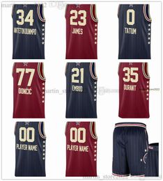 2024 All-Star Basketball Jersey Giannis 34 Antetokounmpo LeBron 23 James Lillard Embiid Tatum Haliburton Doncic Durant Jokic G i l g e o u s - A l e x a n d e r Brunson Maxey