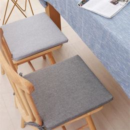 Pillow Summer Student Dormitory Chair Mat Solid Colour Dining With String Breathable Cotton Linen Home Stool Pad