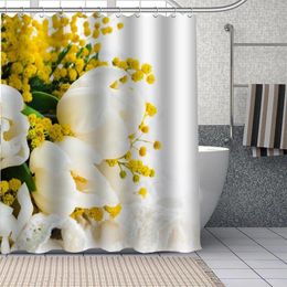 Shower Curtains Tulips Custom Pattern Polyester Bath Curtain Waterproof DIY Screen Printed For Bathroom