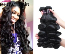 Maylasian Brazilian Peruvian Unprocessed Virgin Hair Loose Wave Hair 4 Bundles Ishow Top 8A Hair Weave 828inch Selling3495938