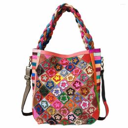 Waist Bags TEELYNN Vintage Gypsy Hippie Floral Multi Coloured Bag Women Luxury Genuine Leather Oversized Large Capacity Tote Handbag