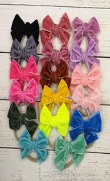 Baby Velvet Bow Headbands Elastics Newborn Infant Toddlers Bow Hairbands Headwarp Child Hair Accessories 15colors HHA16348514854