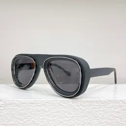 Sunglasses Street Fashion Black Pilot Male Hip Hop Oval Sun Glasses Spring 2024 Z2702U INS Style Matte Acetate Solar Men