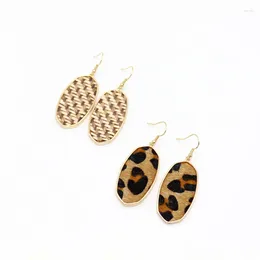Dangle Earrings Cheetah Leopard Raffia Oval Drop In Gold Plated For Women Pendant Long Necklace With Metal Tassel Jewellery Gifts
