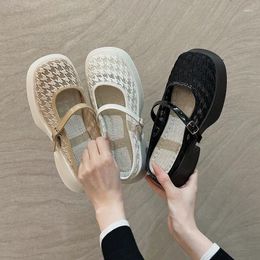 Slippers Shoes Women Summer Loafers Lace Platform Cover Toe Slides Pantofle Low Soft 2024 Basic PU Cotton Fabric Rome Hoof Heels
