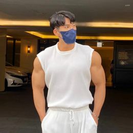 Men's Tank Tops Knitted Fitness Vest I-Back Slim Vertical Stripes Fashion Sports Breathable Training Sleeveless Men Top