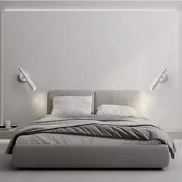 Wall Lamp Minimalist LED Gold Black White Metal Rotatable Foyer Bedside Reading Room Lighting Sconce E27 Bulb Drop