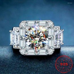 Cluster Rings HOYON Moissanite Ring Luxury T Square 18K White Gold Colored Diamond Style Full Of 5 Aggressive Men's Party