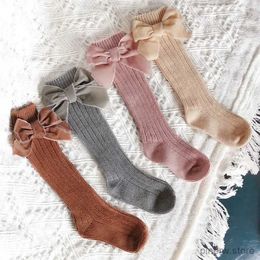 Kids Socks Winter Baby Knee High Socks Kids Cotton Big Bow Christmas Sock Solid Woolen Leg Warmers Girls Toddler Long Socks For 0-5Years