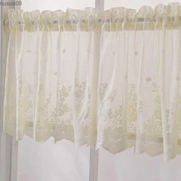 Curtain Romantic Mesh Lace Flower Window Balcony Short Curtain Kitchen Valance Drape Home Bedroom Cafe Decor Supplies