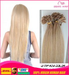 Silky Straight 100g Prebonded Italian Keratin Nail Tip U tip Fusion Indian Remy Human Hair Extensions 100 strands 16quot22quot8177443
