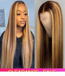 30 Inch Highlight Wig Straight Lace Front Wig 180 Density HD Lace Frontal Wigs T PART Brazilian Straight Ombre Human Hair Wigs8137577