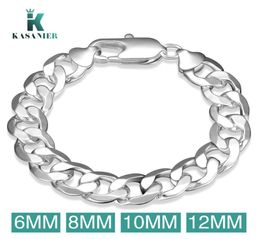 KASANIER Mens Bracelet Chains Stainless Steel silver Bracelet For Men and Women Curb Cuban Davieslee Jewellery 4681012mm New2710207