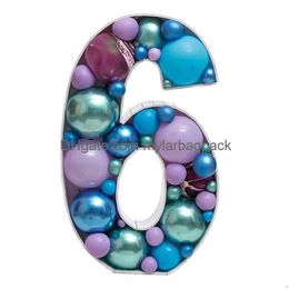 Party Decoration Mosaic Frame Stand Balloon Box Baby Shower Nt Adt Children Birthday Decor Letter Party Decoration 73Cm Number Alphabe Dhfke