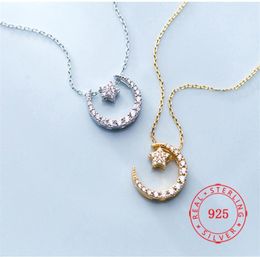 high quality 100 925 sterling silver necklace idea product moon and star cz diamond handmade necklaces whole228e4603916