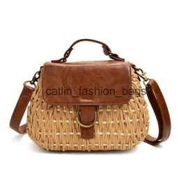 Shoulder Bags Vintage straw bag Pig Crossbody beach casual weaving rattan handbagsH24217