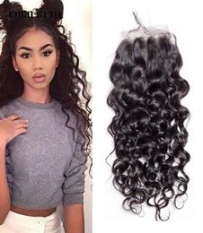 Water Wave Closure Human Hair Closure Brazilian Hair Lace Closure Nonremy Swiss Lace 44 Part 820 Inch4267661