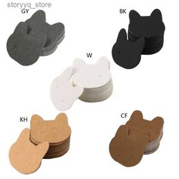 Labels Tags 50Pcs Cute Cat Head Shaped Ear Studs Display Card DIY Blank Kraft Paper Price Tags with Two Hole Jewellery Earrings Packaging Card Q240217