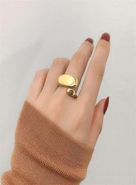 Irregular Circle Brass Gold Rings Shiny Plain Geometric Rings for Women French Minimalist Stacking Ring Adjustable New21208956996