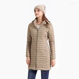 Women's Trench Coats SANTELON Winter Women Ultralight Long Parka Coat With Detachable Hood Female Outdoor Portable Warm Padded Cotton Outw