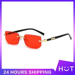 Sunglasses Rectangular Womens Brand Pink Gradient Eyeglasses Frameless Goggles Eyewear Travel Shades Sunshade Uv400 Sun Glasses