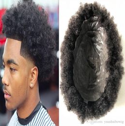 Full PU Afro Toupee Top Selling Black Hair Unprocessed Chinese Human Hair Afro Kinky Curl Skin Toupee for Black Men 6012245