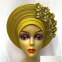 Fabric And Sewing African Headtie Turban Nigerian Aso Oke Muslim Headwear Gele Head Wrap Sego High Quality 231201 Drop Delivery Home Otmes