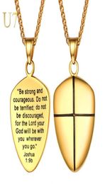 U7 Necklace Bible Shield Of Faith Stainless Steel Pendant Chains GoldBlack Colour Christmas Gift Jewellery Necklaces P113862245541084157