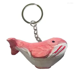 Keychains Hand Carved Whale Keychain Wood Material Keys Chains Charm Pendant Valentine's Day Gift For Bag Keyring