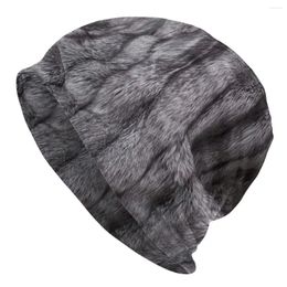 Berets Silver Fur Hide Animal Caps Goth Autumn Winter Outdoor Skullies Beanies Hat Men Women Male Warm Dual-use Bonnet Knitted