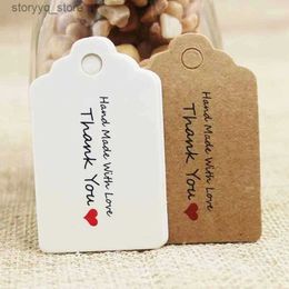 Labels Tags 5*3cm vintage paper gift hang tag kraft/white DIY products note hang tag 100pcs per lot custom cost extra Q240217