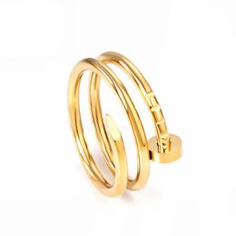 14k Yellow Gold Trendy Multilayer Sercw Nail Ring for Women Girl Men Finger Fashion Style Trending Jewellery