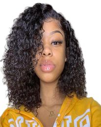 Curly 13X6 Lace Front Human Hair Wigs With Long Part PrePlucked Short Bob Wigs For Women Natural Peruvian Remy Hair9697182