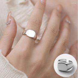 Cluster Rings 925 Sterling Silver Geometric Open Ring For Women Girl Simple Fashion Smooth Wide Design Jewellery Party Gift Drop