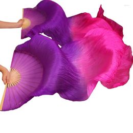 Stage Wear Silk Handmade Dyed Bamboo Ribs Dance Props Belly Fans Natural 1Pc Left Hand Right Purple Rose 5 Sizes